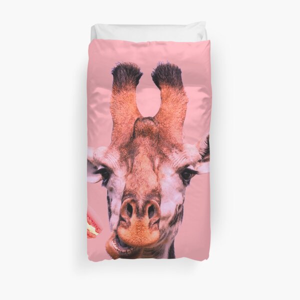 Lovely giraffe with macaron by Alice Monber Duvet Cover