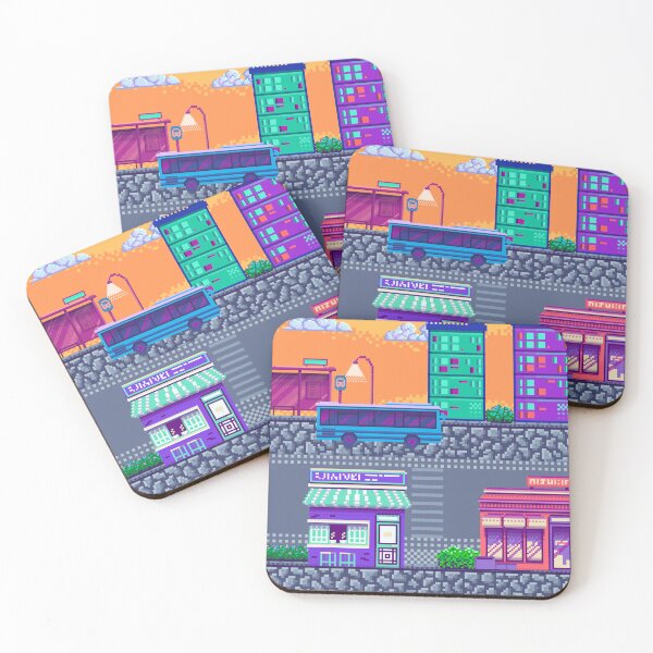 Item preview, Pixelated sunset city designed and sold by andrasdesignssss.