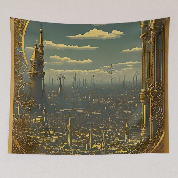 Item preview, Victorian Fantasy Steampunk City designed and sold by entwithanaxe.
