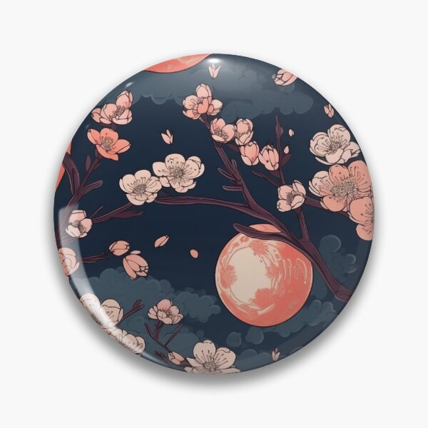 Item preview, Fantasy Japanese Cherry Blossoms with Moons Pattern designed and sold by StudioTokyo.