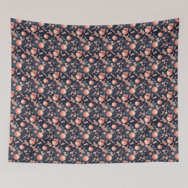 Item preview, Fantasy Japanese Cherry Blossoms with Moons Pattern designed and sold by StudioTokyo.
