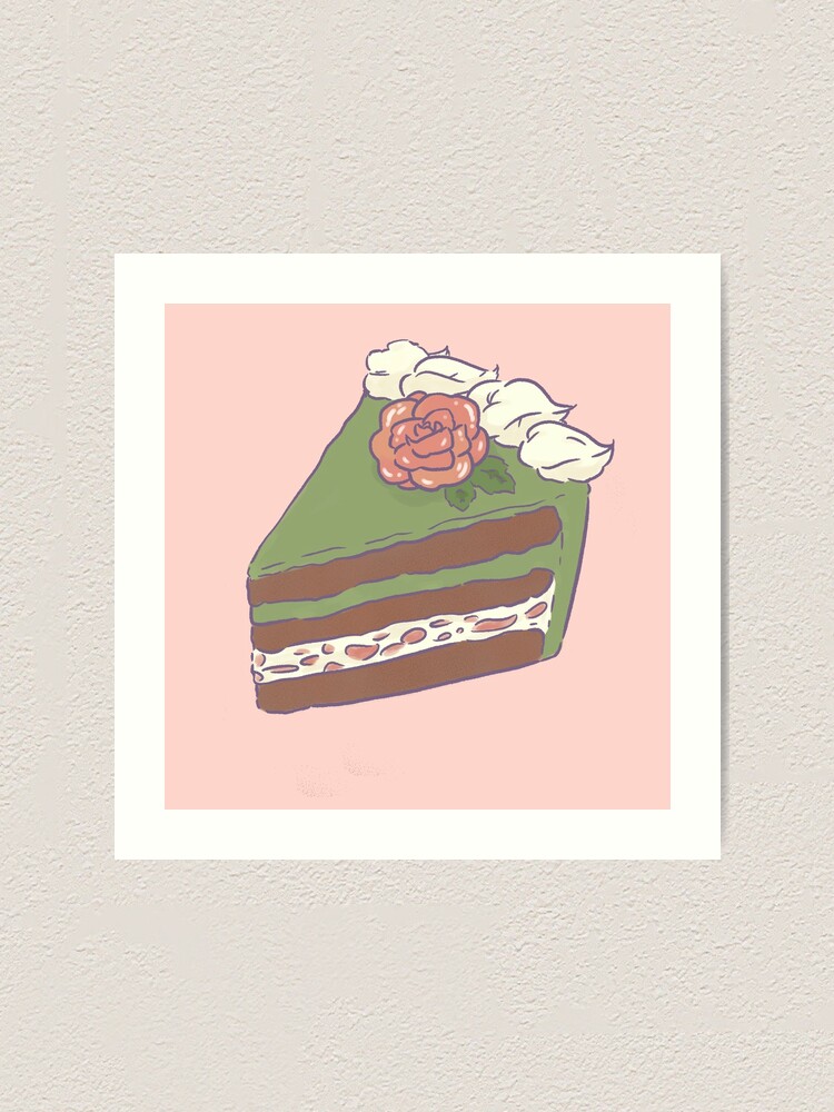 Gateau Au The Vert Et A La Rose Art Print By Stupidtreasure Redbubble