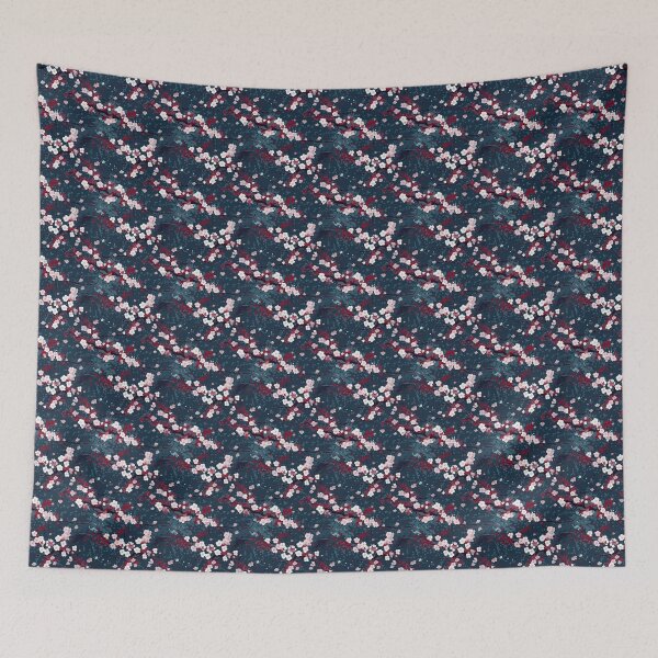 Item preview, Japanese Cherry Blossoms Sakura in Snow at Night Pattern  designed and sold by StudioTokyo.