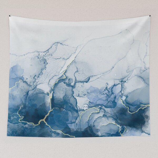 Item preview, Navy Blue and Gold Alcohol Ink Pattern designed and sold by Lady-Lilac.