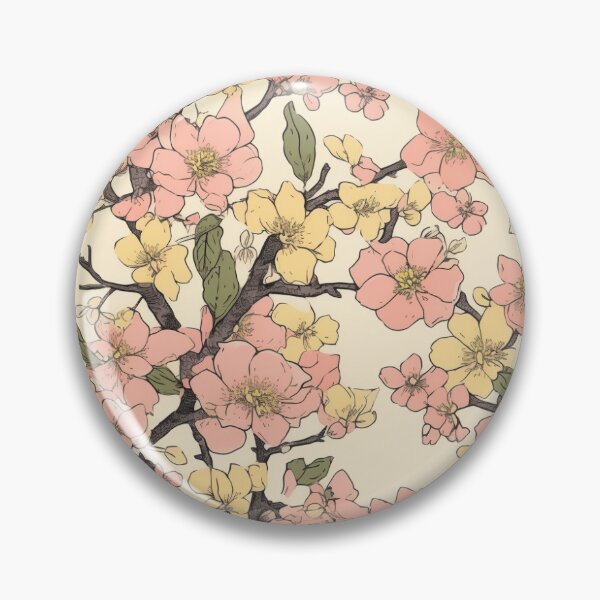 Item preview, Pretty Pink Yellow and Green Japanese Cherry Blossom Pattern designed and sold by StudioTokyo.
