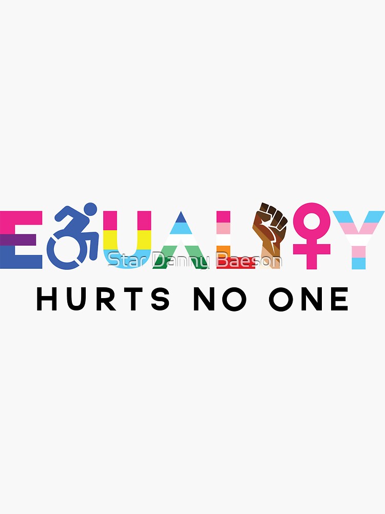 Equality Hurts No One - Bi, Pan, MLM, WLW, Skintone Range; Black Text Sticker