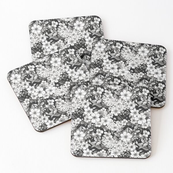 Item preview, Black and White Sketch of Cherry Blossoms Pattern designed and sold by StudioTokyo.
