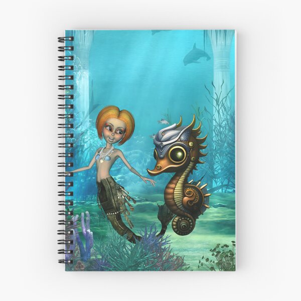 Item preview, The friendship of the steampunk  mermaid and the seahorse. designed and sold by nicky2342.