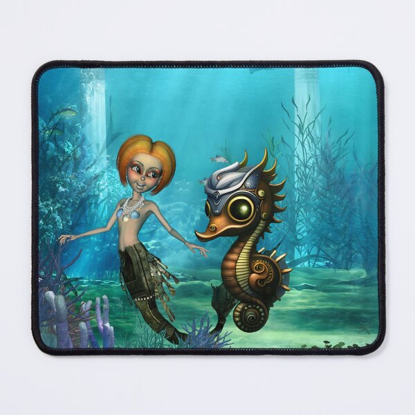 Item preview, The friendship of the steampunk  mermaid and the seahorse. designed and sold by nicky2342.