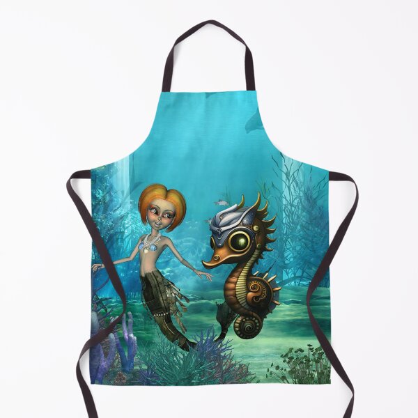 Item preview, The friendship of the steampunk  mermaid and the seahorse. designed and sold by nicky2342.