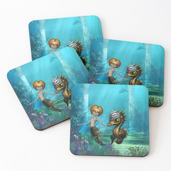 Item preview, The friendship of the steampunk  mermaid and the seahorse. designed and sold by nicky2342.
