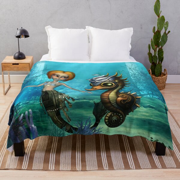 Item preview, The friendship of the steampunk  mermaid and the seahorse. designed and sold by nicky2342.
