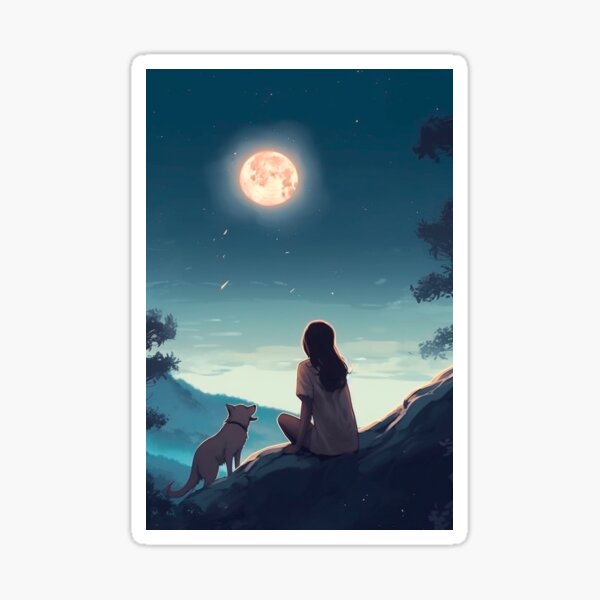 Item preview, Woman looking at the moon designed and sold by Art-ColorTech.