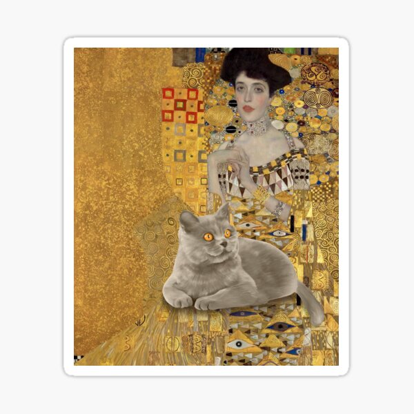 Aperçu de l'œuvre Chat de Gustav Klimt, Portrait Adele Bloch-Bauer, cadeau drôle de maman de chat, art de chat, cadeau drôle créée et vendue par RaspberryEM.