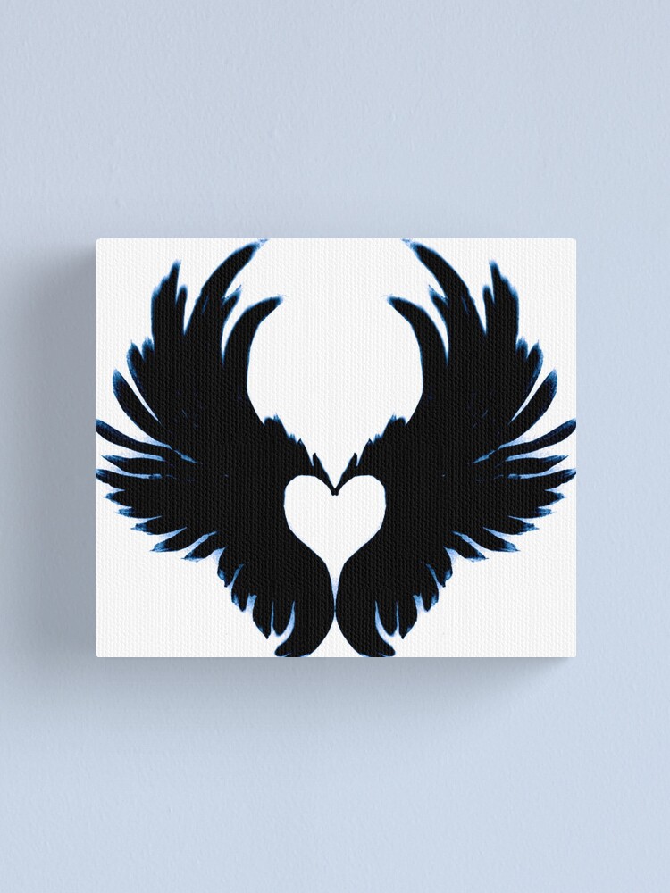 Impression Sur Toile Coeur D Ailes D Ange Noir Par Atlasartsn Redbubble