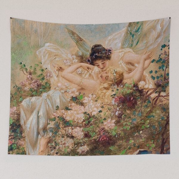 Item preview, Two Fairies Embracing in a Landscape with a Swan 2023 designed and sold by gamalielRocky.