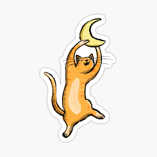 Cat Catches the Moon Sticker