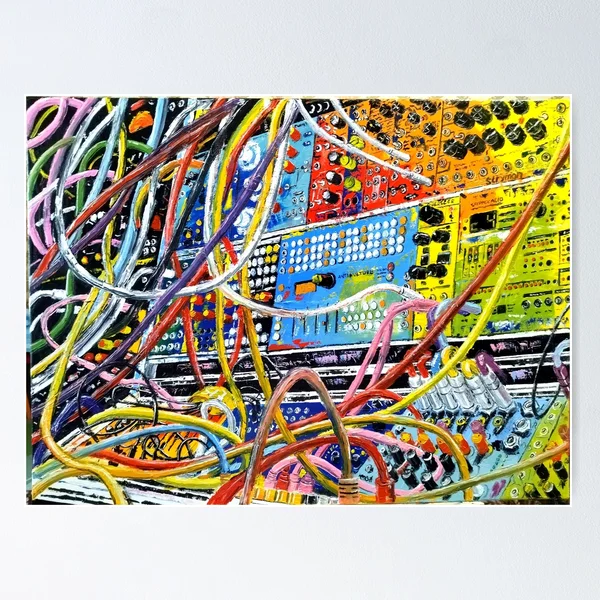 Modular Patio oil painting. Eurorack Synthesizer Surrealistic outlets Artwork by Nicola Dudich. Synth Art