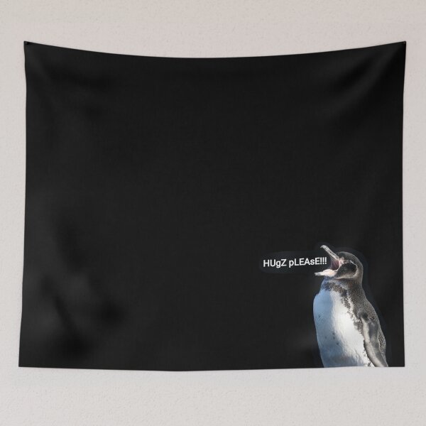 Artikelvorschau, Galapagos Penguin politely asks for hugs (black Background) entworfen und verkauft von SBPenguins.
