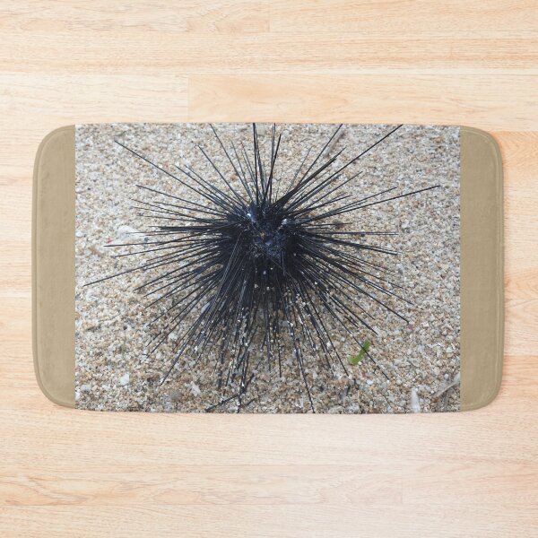 Item preview, Black Diadem sea urchin in close up on sand beach designed and sold by kall3bu.