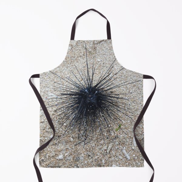 Item preview, Black Diadem sea urchin in close up on sand beach designed and sold by kall3bu.