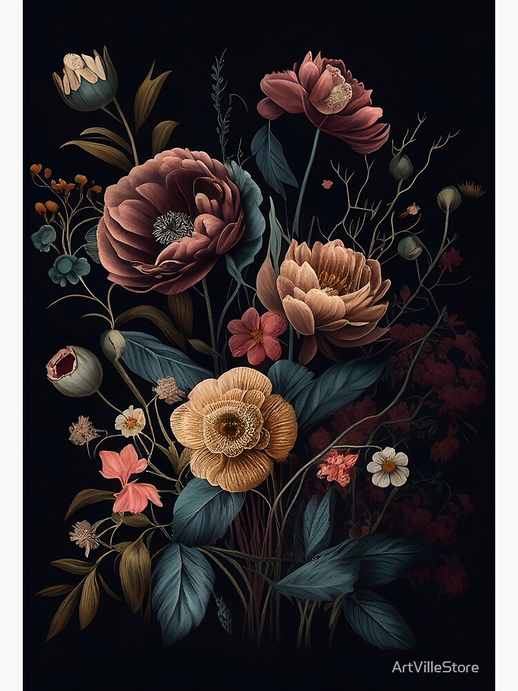SHOP Midnight Botanica LS  Moody Dark Bouquet Art Print or Poster