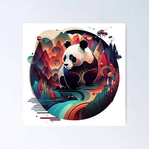 Item preview, Panda in colorful world designed and sold by TooTinyTone.