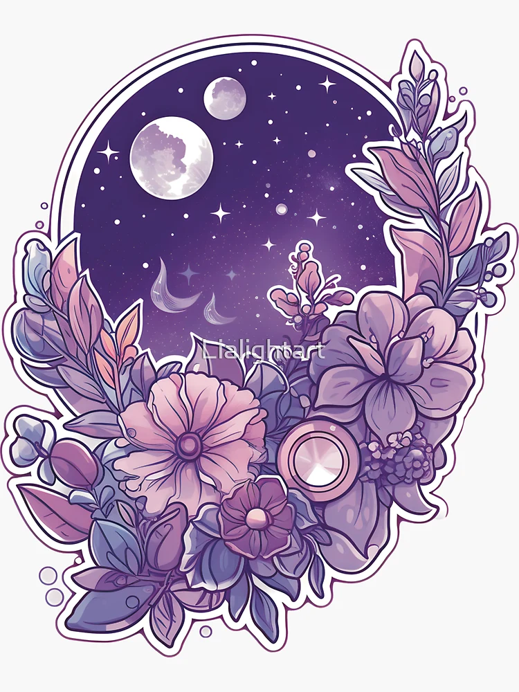 Moon flower  Sticker for Sale by Aesthetics4life