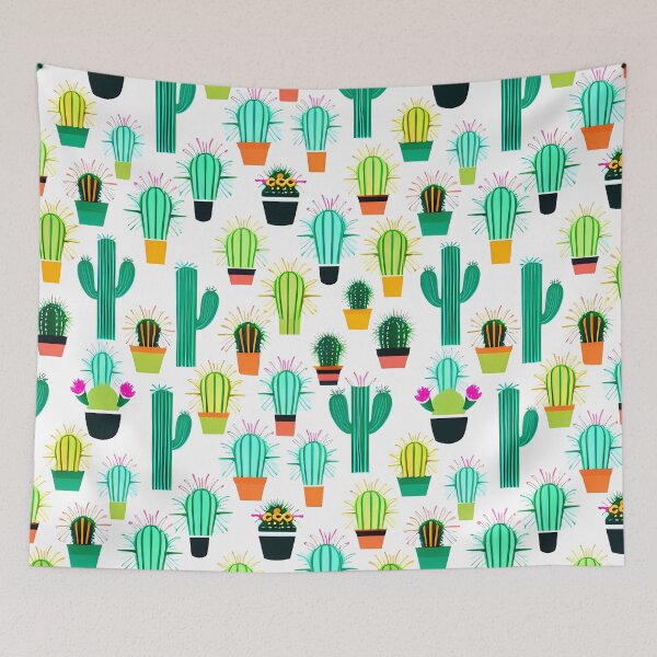 Item preview, Cacti Pattern – Colorful Potted Cactus Drawings designed and sold by worldofwhisper.