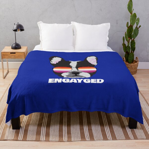 Item preview, ENGAYGED - Funny Boston Terrier Dog Lesbian Pride Flag designed and sold by Lightfield.
