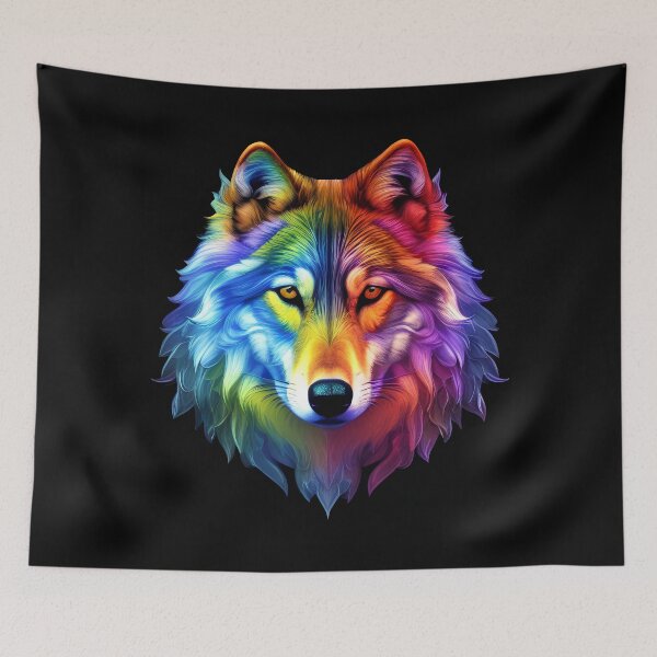 Item preview, Psychedelic Wolf 3, American Indian, Dog, Loyalty, Spirit Guide designed and sold by Rogue-Studio.