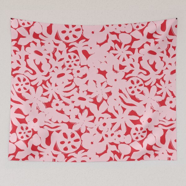 Item preview, MATISSE INSPIRED TROPICAL ISLAND COCONUT GIRL RED PINK FLORALS AND PALMTREES designed and sold by blomastudios.