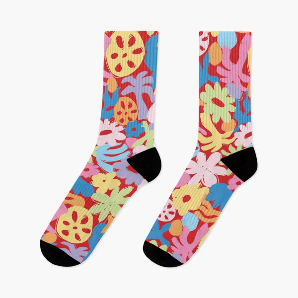 Item preview, MATISSE INSPIRED TROPICAL ISLAND COCONUT GIRL L RED FLORALS AND PALMTREES designed and sold by blomastudios.