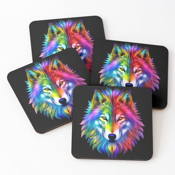Item preview, Psychedelic Wolf 1, American Indian, Dog, Spirit Guide, Loyalty, Rainbow designed and sold by Rogue-Studio.