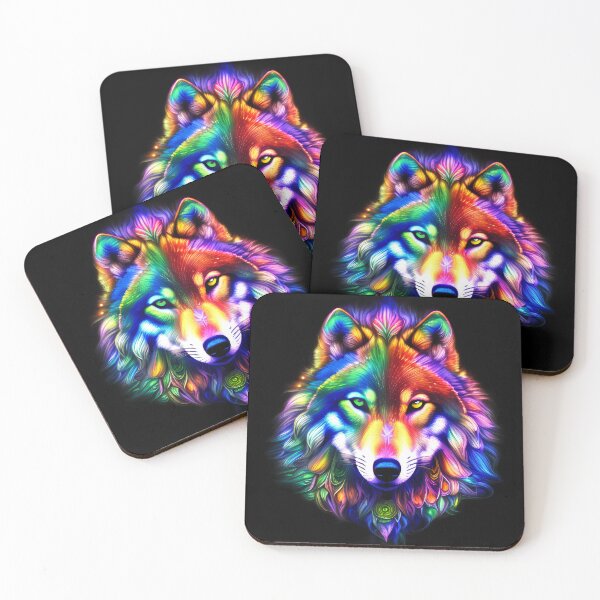 Item preview, Psychedelic Wolf  2, American Indian, Dog Loyalty, Spirit Guide, Rainbow designed and sold by Rogue-Studio.