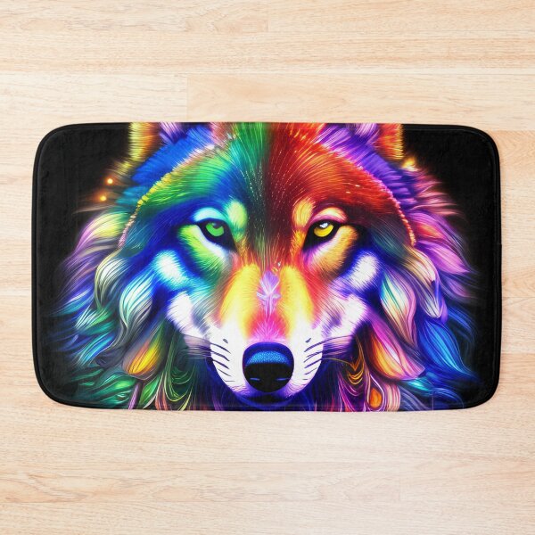 Item preview, Psychedelic Wolf  2, American Indian, Dog Loyalty, Spirit Guide, Rainbow designed and sold by Rogue-Studio.
