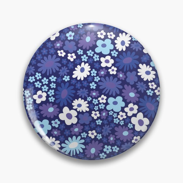 Item preview, Blue 60s retro flower power, pastel blue, baby blue, dark blue, purple, 60s groovy pattern, hippie flowers designed and sold by blomastudios.