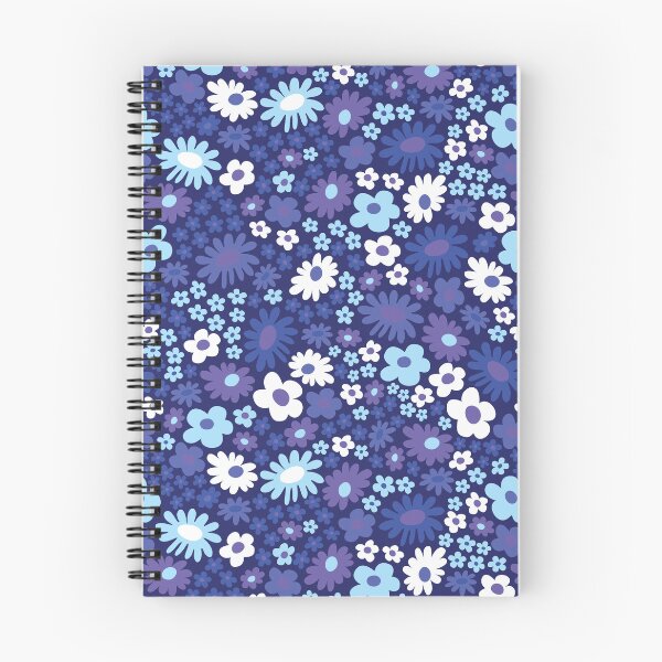 Item preview, Blue 60s retro flower power, pastel blue, baby blue, dark blue, purple, 60s groovy pattern, hippie flowers designed and sold by blomastudios.