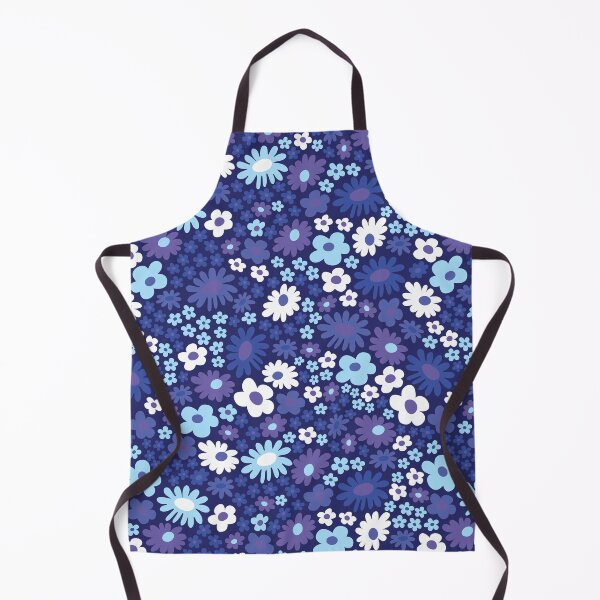 Item preview, Blue 60s retro flower power, pastel blue, baby blue, dark blue, purple, 60s groovy pattern, hippie flowers designed and sold by blomastudios.