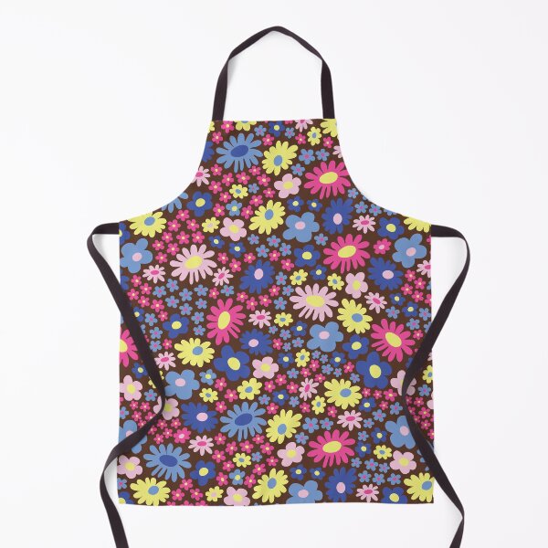 Item preview, brown 60s retro flower power, purple, pink, blue, yellow, 60s groovy pattern, hippie flowers designed and sold by blomastudios.