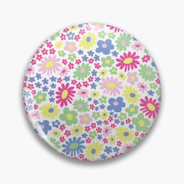 Item preview, pastel 60s retro flower power, pastel pink, pastel blu, yellow, green, 60s groovy pattern, hippie flowers designed and sold by blomastudios.