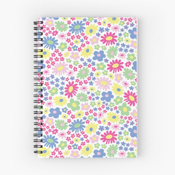 Item preview, pastel 60s retro flower power, pastel pink, pastel blu, yellow, green, 60s groovy pattern, hippie flowers designed and sold by blomastudios.