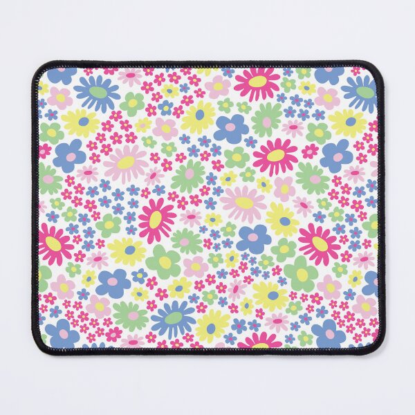 Item preview, pastel 60s retro flower power, pastel pink, pastel blu, yellow, green, 60s groovy pattern, hippie flowers designed and sold by blomastudios.