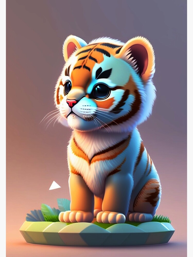 Bengal Tiger Cub 3D Printed Miniature Figurine 