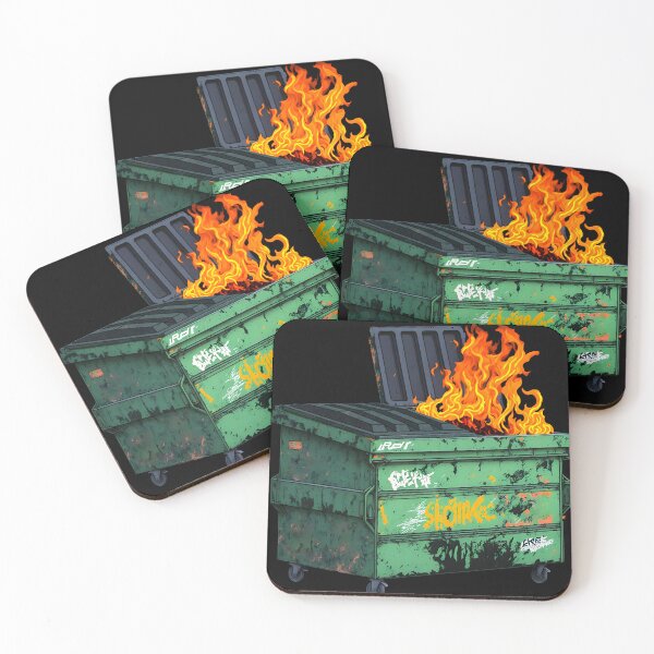 Item preview, green garbage container on fire designed and sold by Beyond-Stickers.