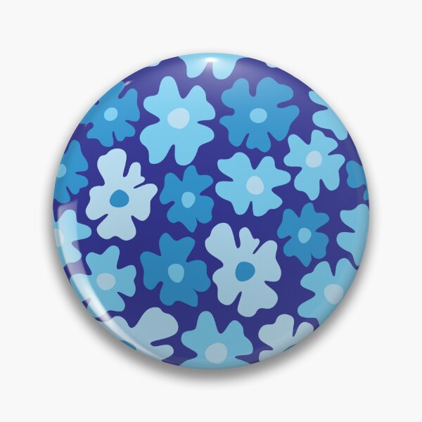Item preview, Blue 60s retro flower power, pastel blue, blue, cobalt blue, 60s groovy pattern, hippie flowers designed and sold by blomastudios.