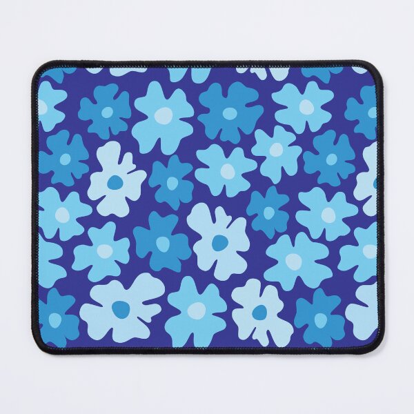 Item preview, Blue 60s retro flower power, pastel blue, blue, cobalt blue, 60s groovy pattern, hippie flowers designed and sold by blomastudios.