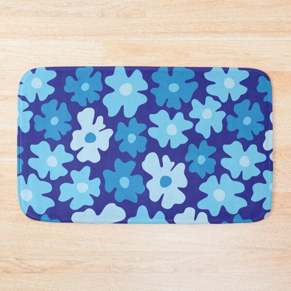 Item preview, Blue 60s retro flower power, pastel blue, blue, cobalt blue, 60s groovy pattern, hippie flowers designed and sold by blomastudios.