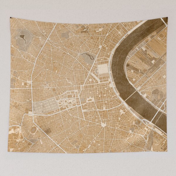 Item preview, Map of Bordeaux downtown (France) in sepia vintage style designed and sold by blursbyai.