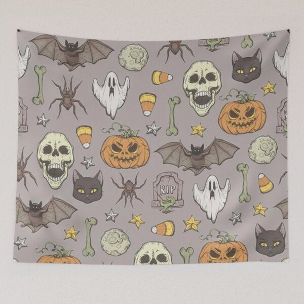 Item preview, Spooky Halloween Pattern with Hand Drawn Elements designed and sold by AbundanceSeed.